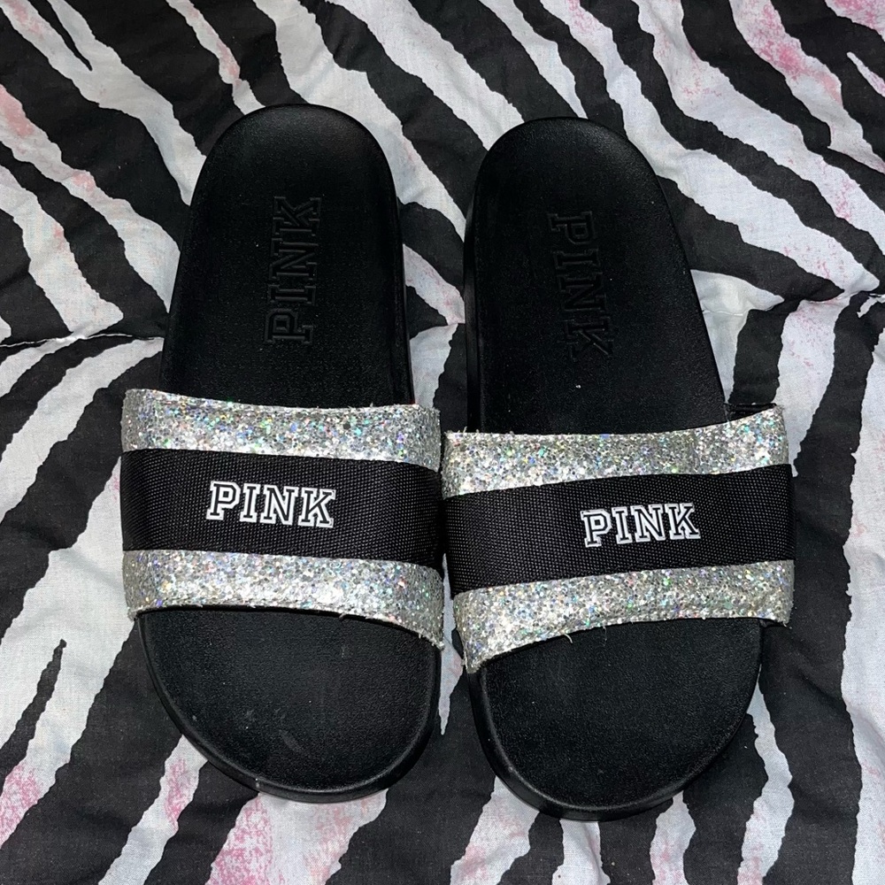 VS PINK Glitter Slides